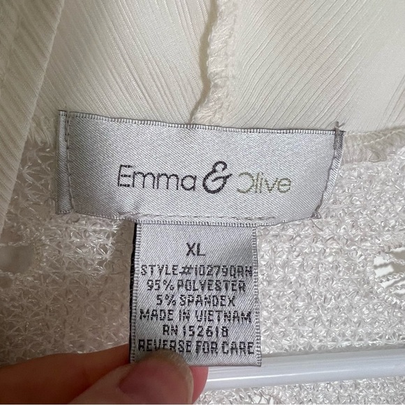 Emma & Olive Open Front Cascade Cardigan White Lace XL - Picture 7 of 7